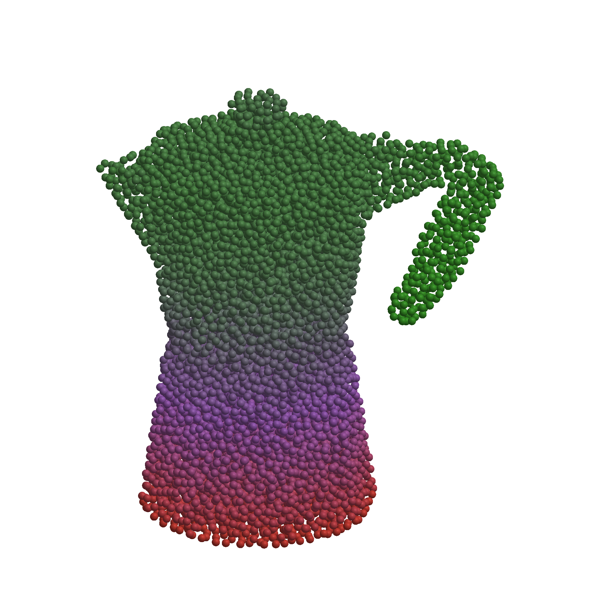 Moka-pot point cloud coloured by temperature